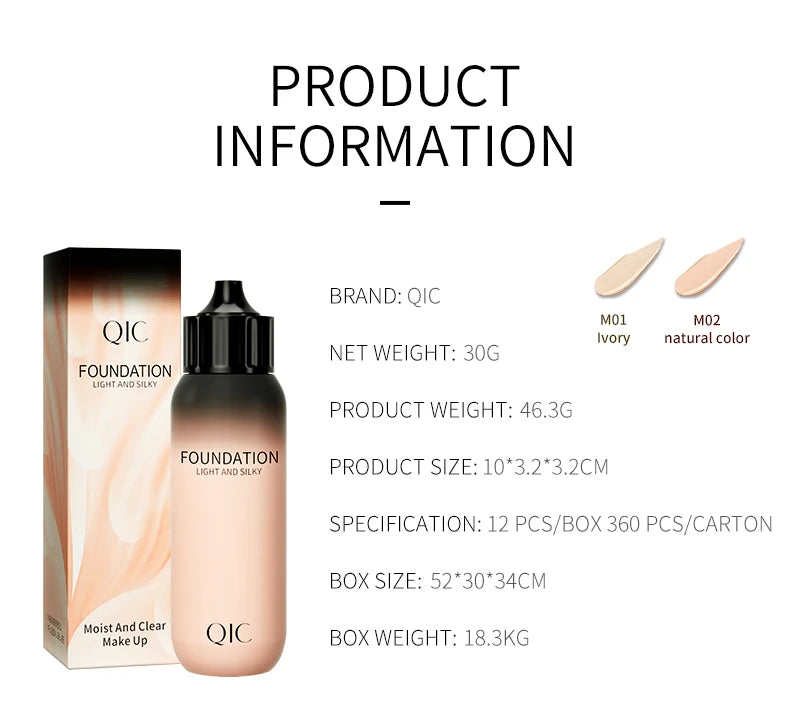 30ml Liquid Foundation Cream Waterproof Oil-control Cover Acne Base Cream