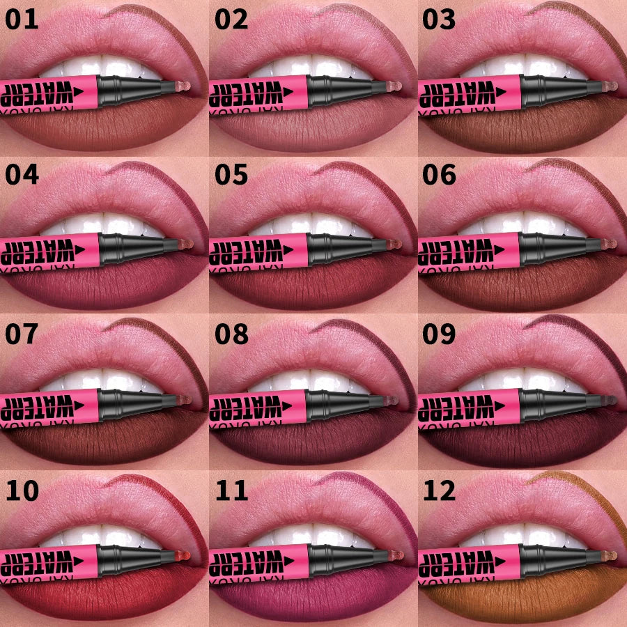1PC Liquid Matte12-Color Lipliner Pencil Waterproof