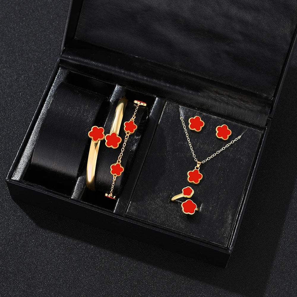 5pcs Lucky Five-petal Flower Women's Jewelry