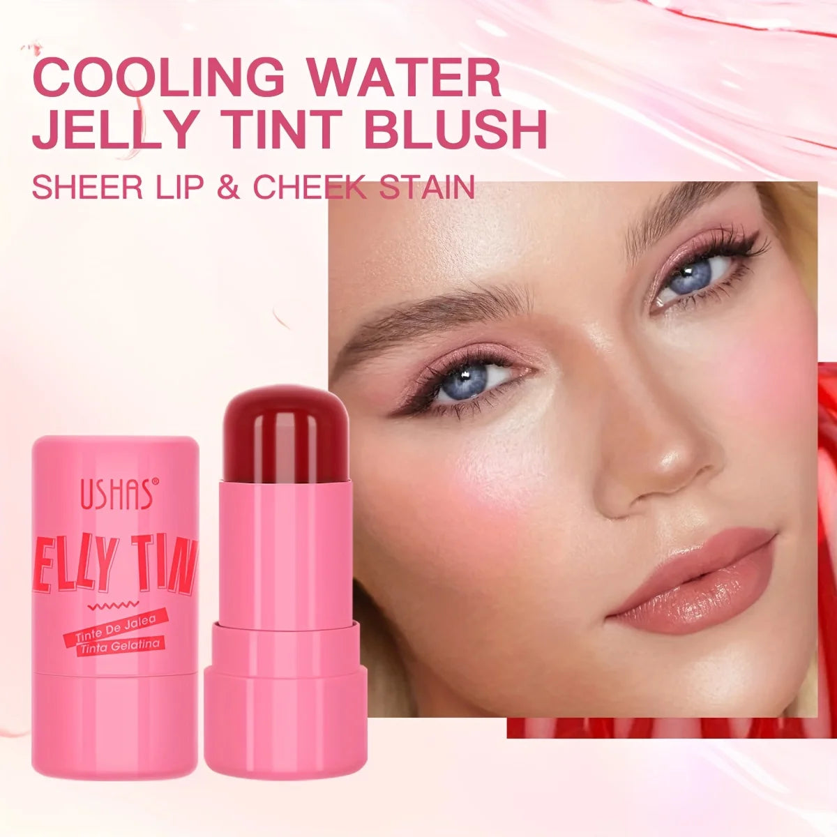 4 Colors Jelly Blush Stick Lip Balm Eyeshadow 3-in-1