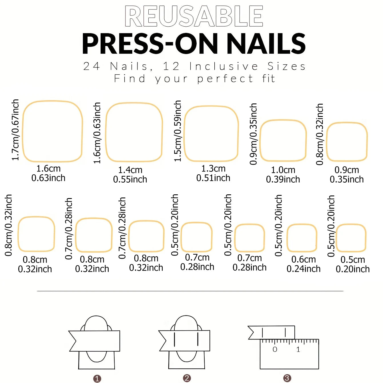 24pcs/set short square fake nails