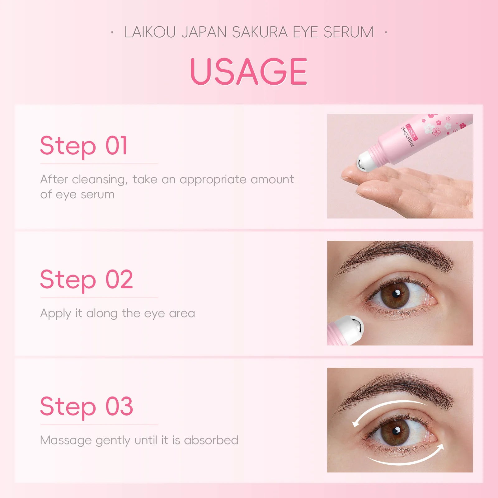 LAIKOU Sakura Eye Serum Roller Massage