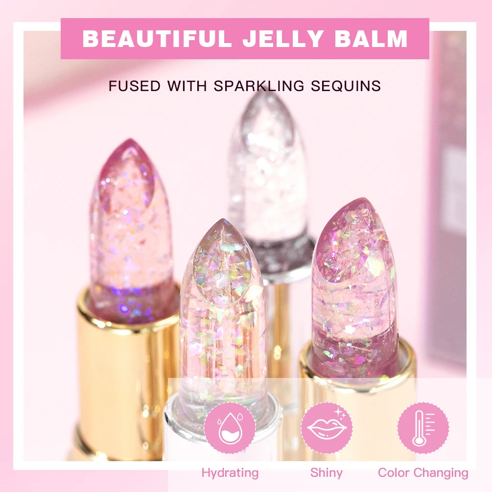QIBEST Glitter Lipstick Lip Balm Color Change