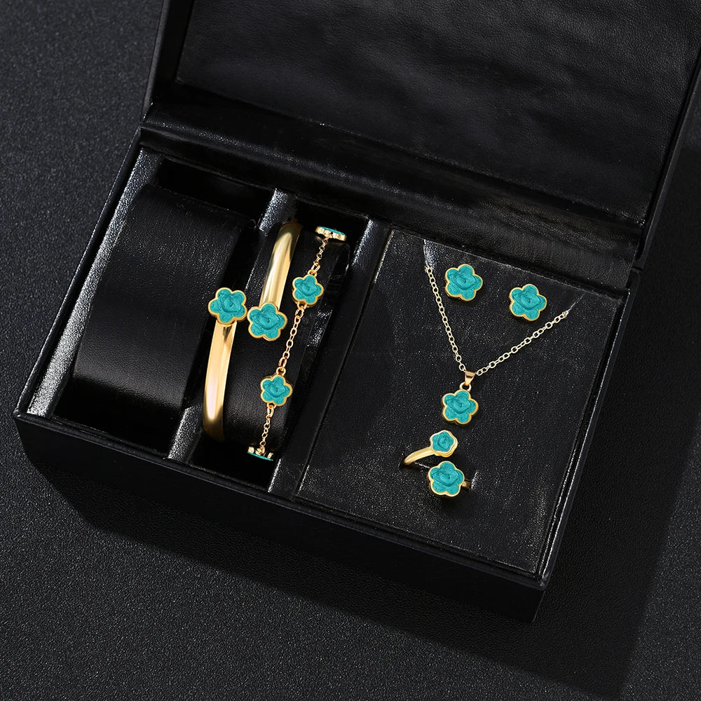 5pcs Lucky Five-petal Flower Women's Jewelry