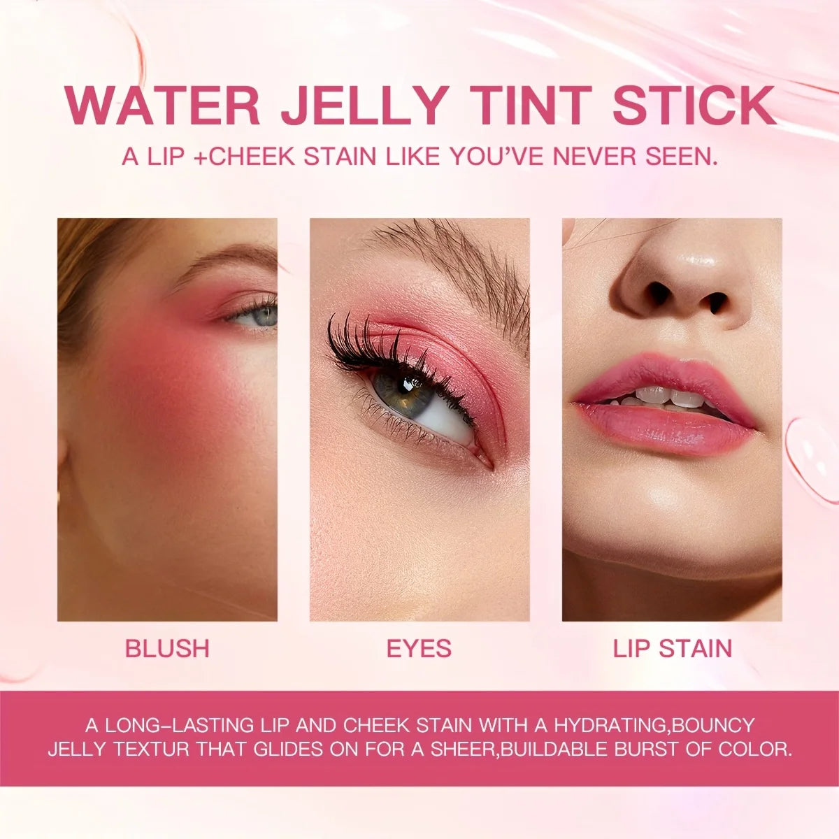 4 Colors Jelly Blush Stick Lip Balm Eyeshadow 3-in-1