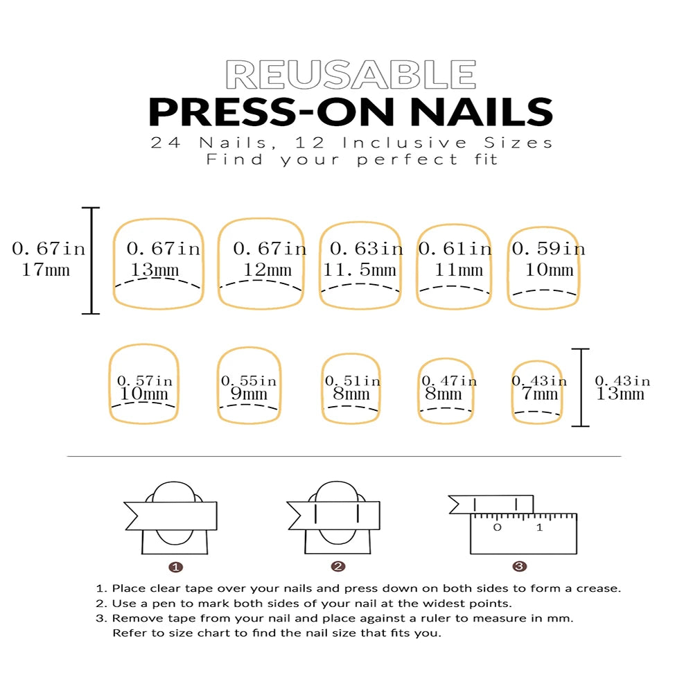 24pcs/set short square fake nails