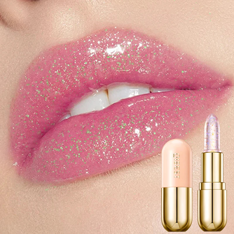 QIBEST Glitter Lipstick Lip Balm Color Change