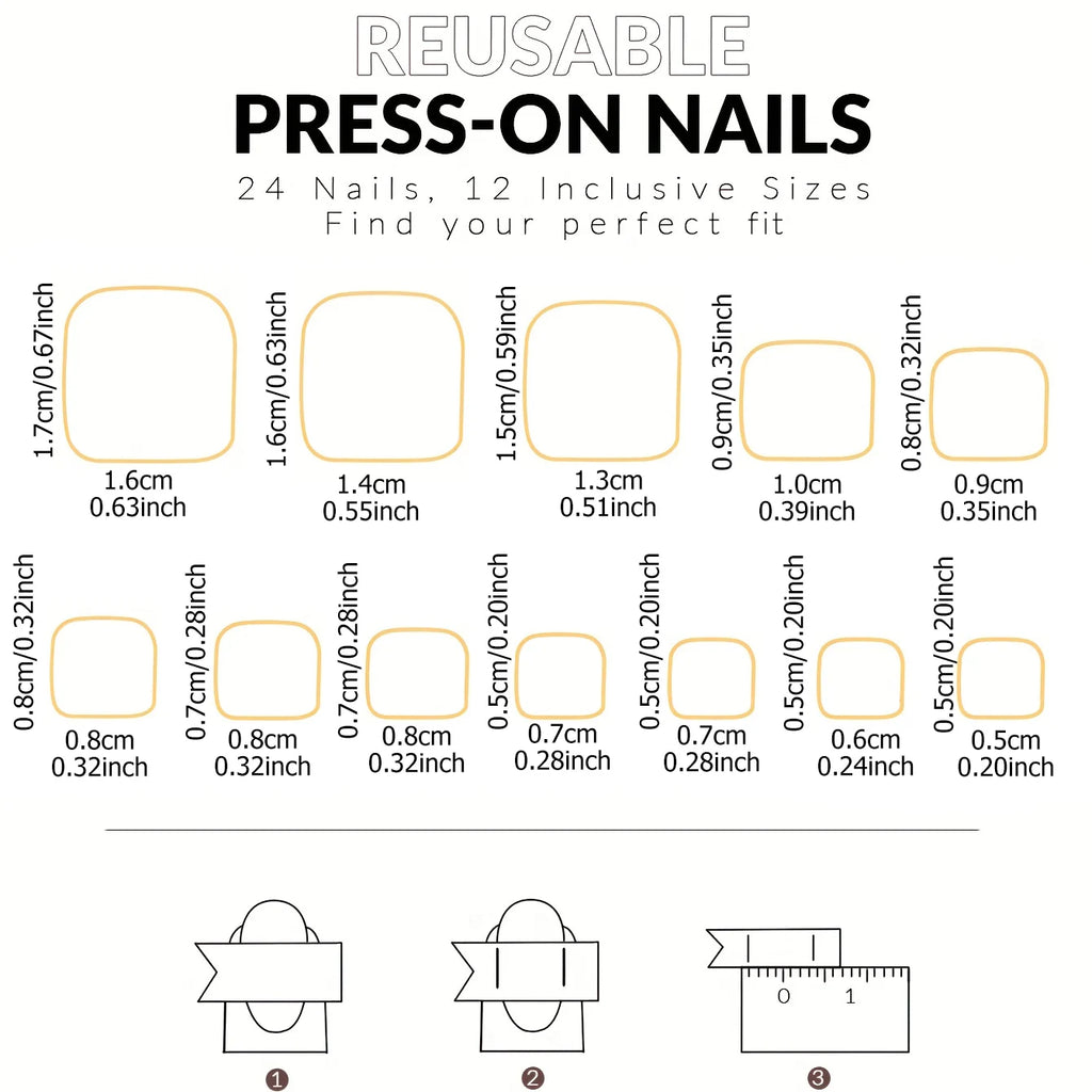 24pcs/set short square fake nails