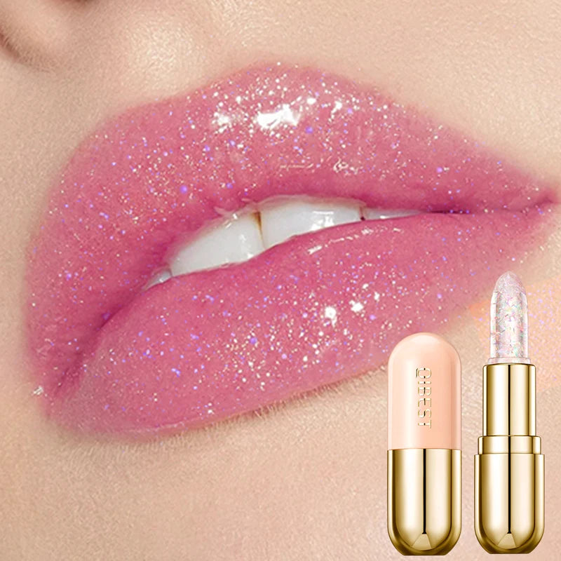 QIBEST Glitter Lipstick Lip Balm Color Change