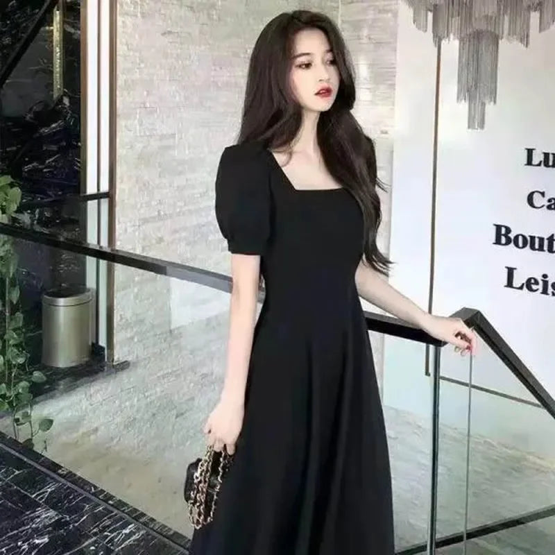 Slim Fit Women White Dress Bubble Sleeve